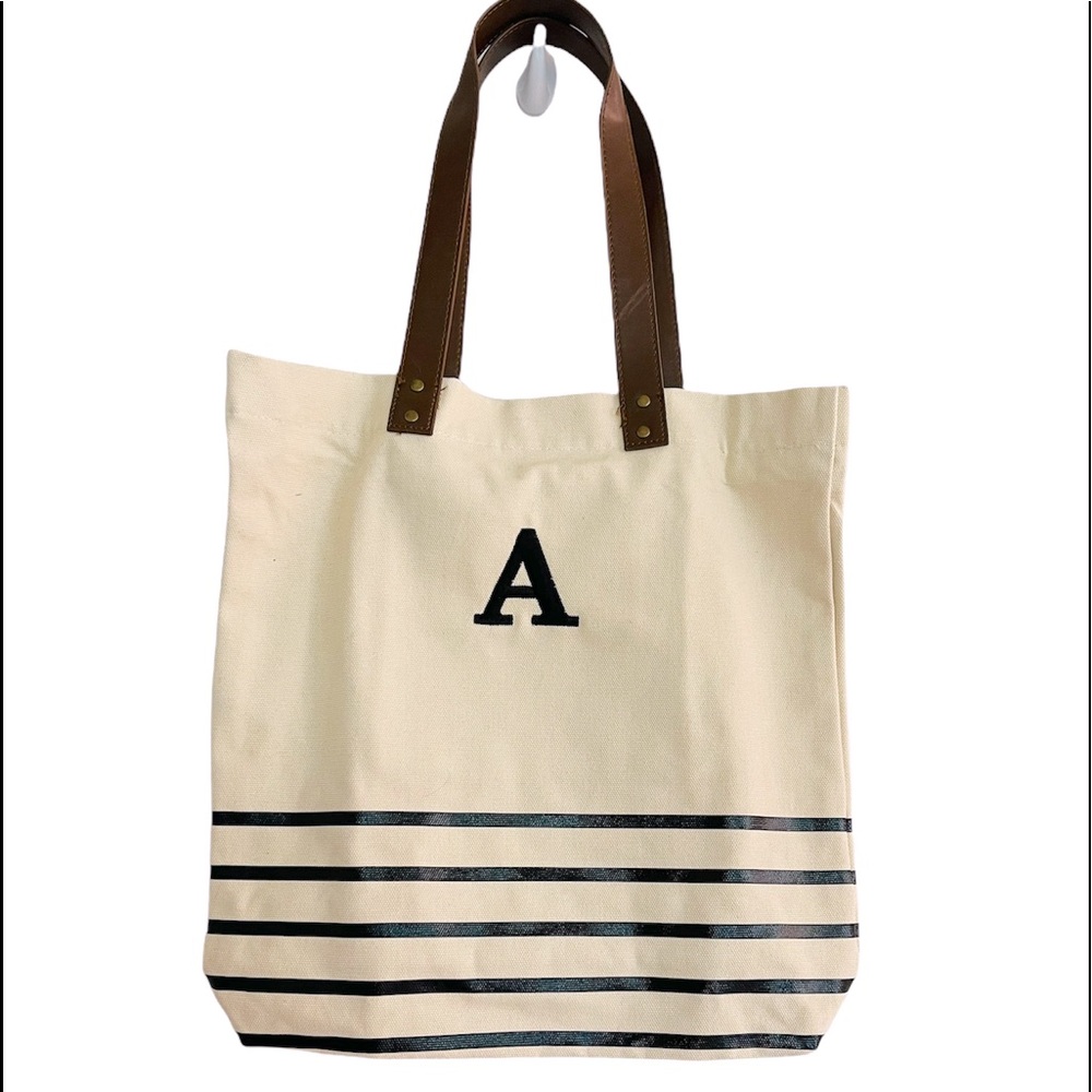 Canvas Tote Bag Personalized Initial A - image 1